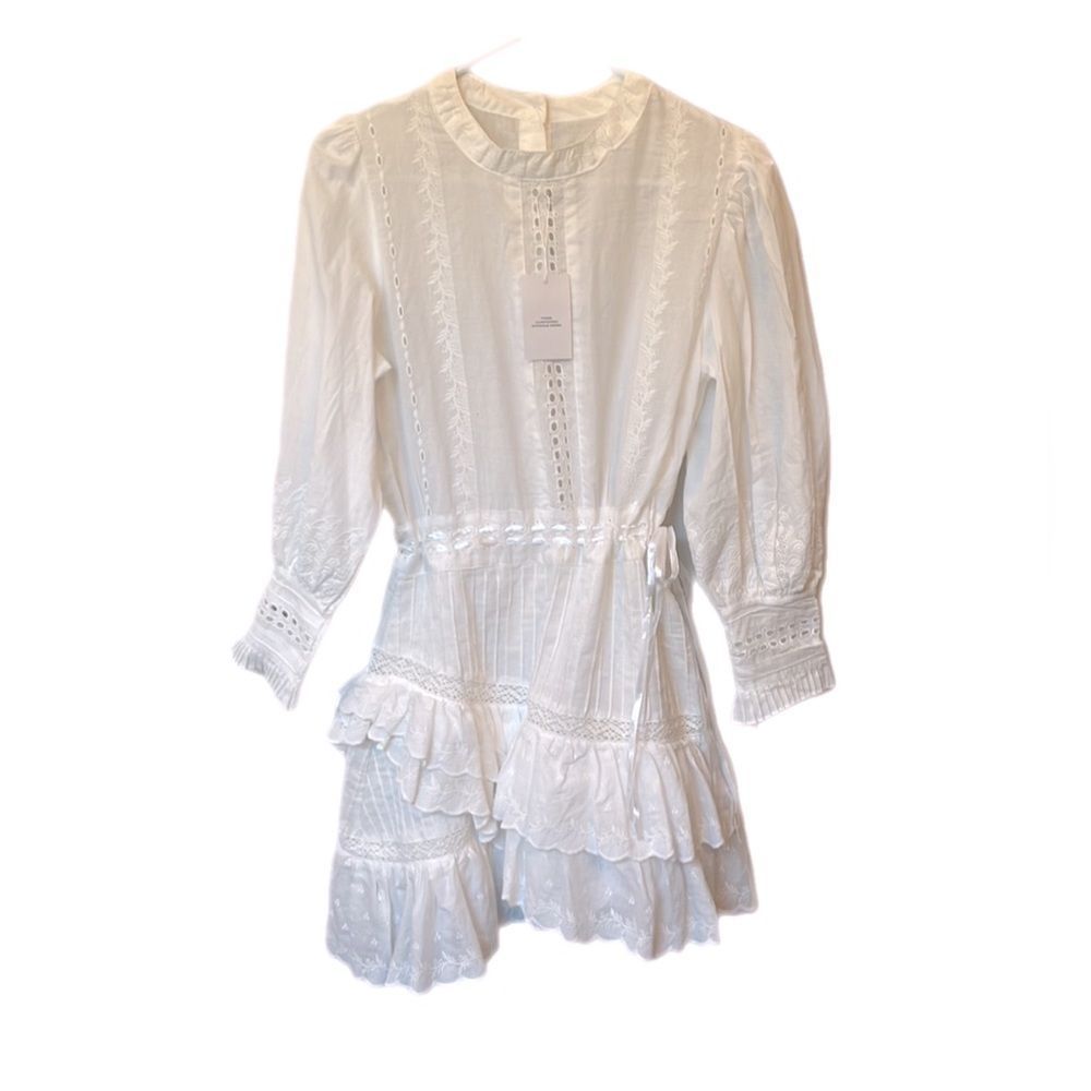 Yvonne & Love boho white ruffled him mini dress